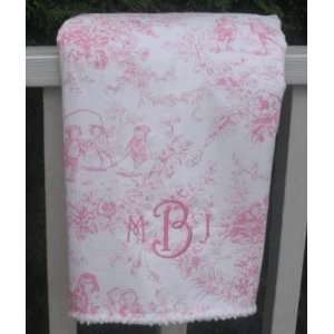  Pink Toile Chenille Blanket: Baby