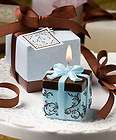Brown and Blue Gift Box Collection Candle Wedding Favor