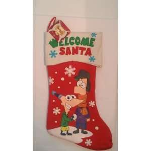  PHINEAS AND FERB WELCOME SANTA CHRISTMAS STOCKING 