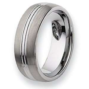  Chisel Grooved Brushed and Polished Tungsten Ring (8.0 mm 