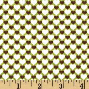  44 Wide Love In Bloom Hearts Lime/Chocolate Fabric By 