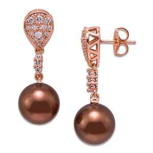  Chocolate Tahitian Pearl Earrings with Diamonds in 14K 