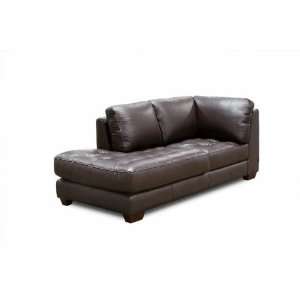  Zen Collection Left Facing All Leather Tufted Seat Chaise 