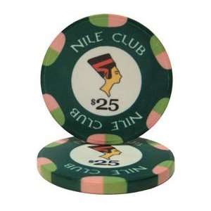  (25)10 Gram Nile Club Casino Ceramic Poker Chip $25 