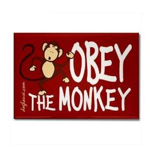  Obey The Monkey Humor Rectangle Magnet by  