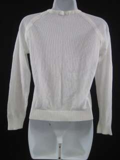 LAURIE B White Mesh Snap Front Cardigan Sweater Size S  