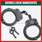 Police Silver Steel Hinged Handcuffs Double Lock Pouch  