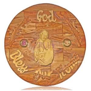  Olive Wood God Bless Our Home   Holy Family Everything 