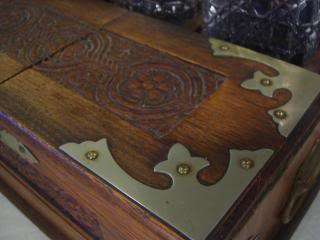 Antique Oak Cased Tantalus , Decanter Set  
