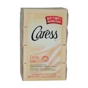    Caress Daily Silk Silkening Beauty Bar Unisex Soap, 4 Count Beauty