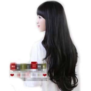   Pretty charming Long BLACK Wig Curly Wigs party wig jf010270: Beauty