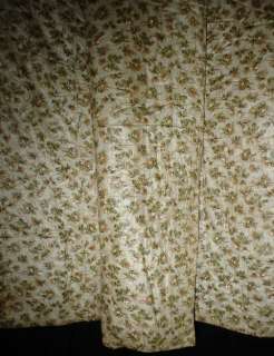 1850 TIED CHINTZ QUILT, BROWN & GREEN FLORAL PATTERN  