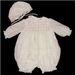    Sarah Louise long sleeve smocked bubble with hat (size 6mths) Baby