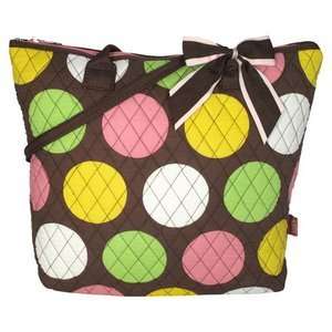 Medium Quilted Polka Dots Print Tote Bag Purse Shoulder Bag Diaper Bag 