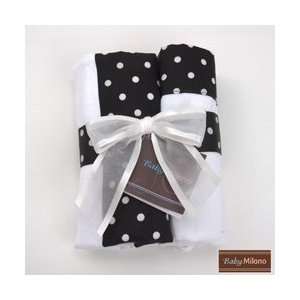  Burp Cloth Set   Black with White Dots Design by Baby 