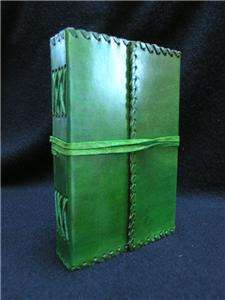 GREEN Leather Blank Diary Journal Sketchbook Notebook  