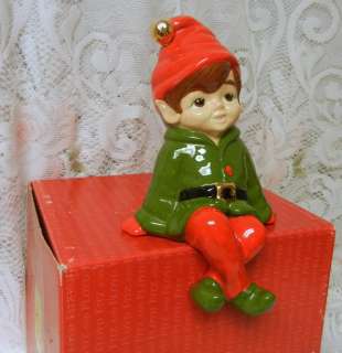 Sweet Vintage Christmas Elf Elves Pixies Porcelain Figurine Giant Rare 