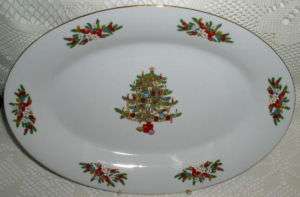 Crown Ming Fine China Christmas Tree Mistletoe Platter  