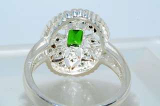 53CT EMERALD CUT CHROMIUM DIOPSIDE & GREEN DIAMOND RING SIZE 10.25 