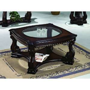  Madison Wood Coffee Table w/5mm Glass by Crown Mark