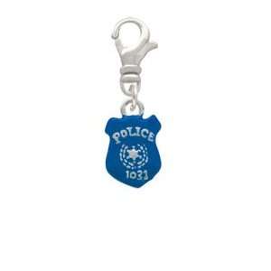   Blue Policemans Badge Silver Plated Clip on Charm [Jewelry] Jewelry