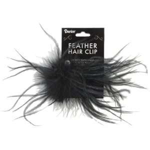  Ostrich Feather Hair Clip 1/Pkg Black: Arts, Crafts 