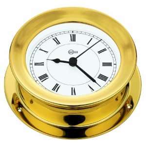  Barigo 1137 Quartz Clock with White Dial and Brass Case 
