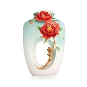  Franz Porcelain Red camellia mid size vase Everything 