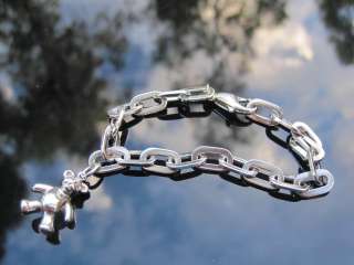 Tiffany & Co Silver Bear Charm Flat Link Bracelet Bangle  