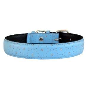    20 Blue Bling Bling Star leather dog collar: Kitchen & Dining