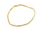 14K Solid Yellow Gold Rope Bracelet w/ Safety Lock Clas