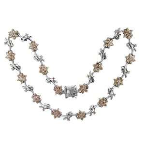   Silver Flowering Vine Necklace with Champagne CZ Size 16 Jewelry