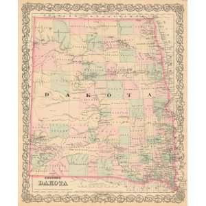  Colton 1881 Antique Map of Dakota