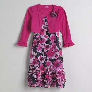   Pinky Girls Floral Printed Dress with Shrug, Size 6: Everything Else