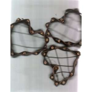  Three Heart Shaped Hand Made Twig Baskets 