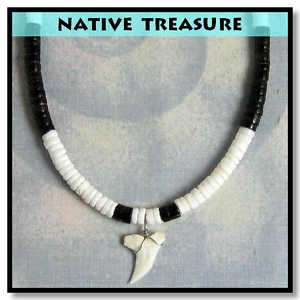 Puka Shell Necklace Shark Tooth Choker Beads Mens 18  