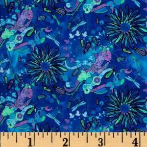  44 Wide Tiffany Garden Floral Blue Fabric By The Yard 