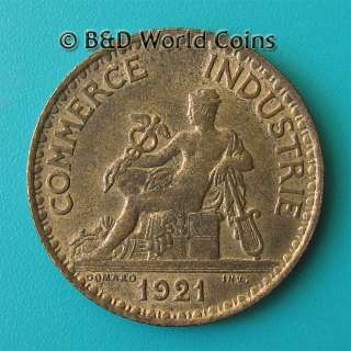   1921 1 ONE FRANC CHAMBER OF COMMERCE 23mm ALUMINUM BRONZE COIN  