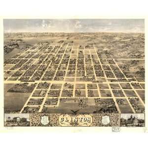  Historic Panoramic Map Birds eye view of the city of Clinton 