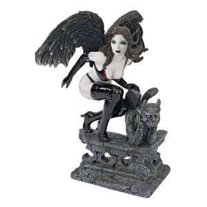 Winged Angel and Spitting Gargoyle Desktop Table Statue Sculpture 