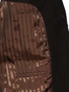 Daniele $1295 STUNNING Black Brown Multi Stripe 150s Wool Mens 