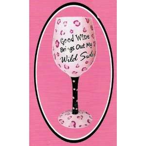   Out My Wild Side Hand Painted Wine Glass   15 oz: Everything Else