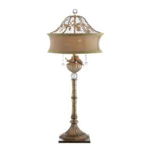  Netted Shaded Gold Lovebirds Polyresin Table Lamp