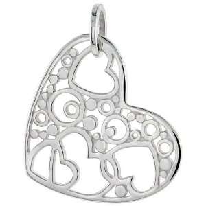  Sterling Silver Heart Pendant, 1 (25mm) Jewelry
