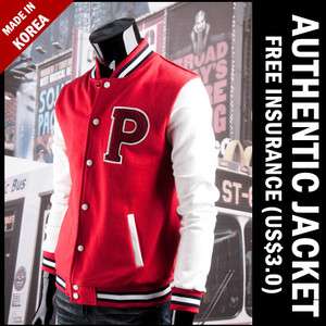 New P Baseball Varsity Letterman College Jacket Jackets Jumper Red 