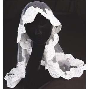 White Illusion Tulle Mantilla Veil for Wedding Ceremonies 