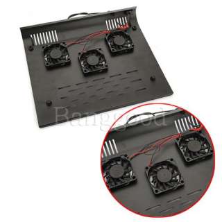 New 3 Fans USB Notebook Laptop Black Iron Cooler Cooling Pad Fits 9 