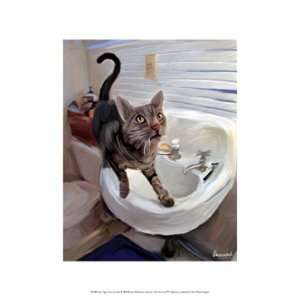  Gray Tiger Cat on the Sink   Poster by Robert McClintock 