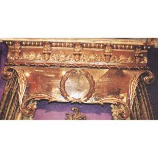 Regal Scrolled Carved Gold Tufted Cornice  