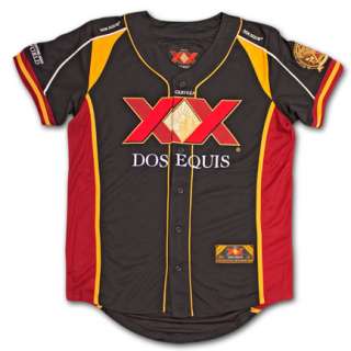 Dos Equis XX Black Red Gold Baseball Jersey Shirt  